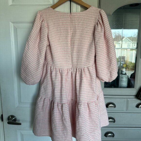 SISTER JANE XS Rosey Knees Pink White Tweed Confeetti Dress Milkmaid - Picture 3 of 13